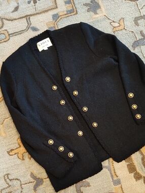 Black Double-Breasted Button Cardigan Jacket